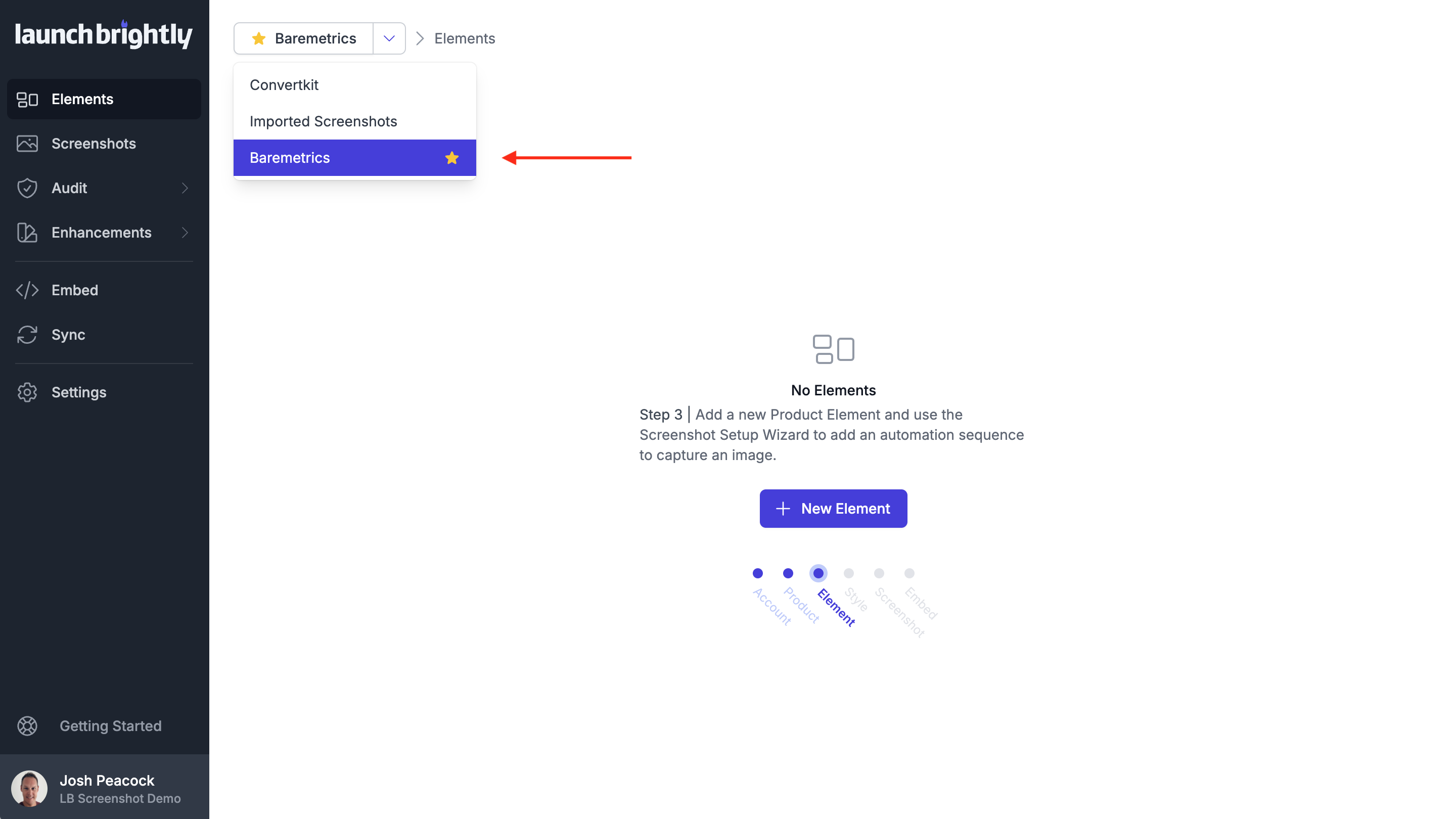 Select product for login profile