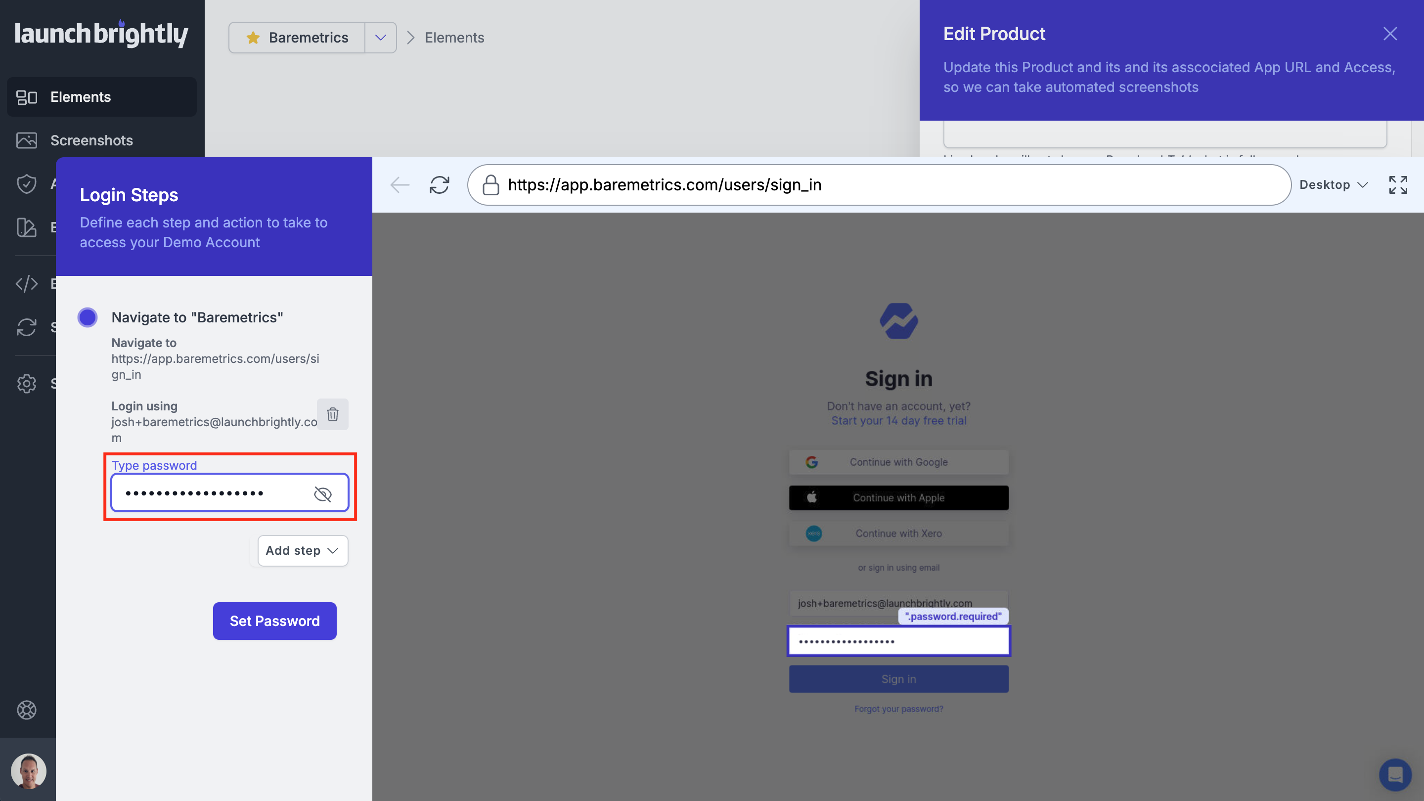 Enter login profile password