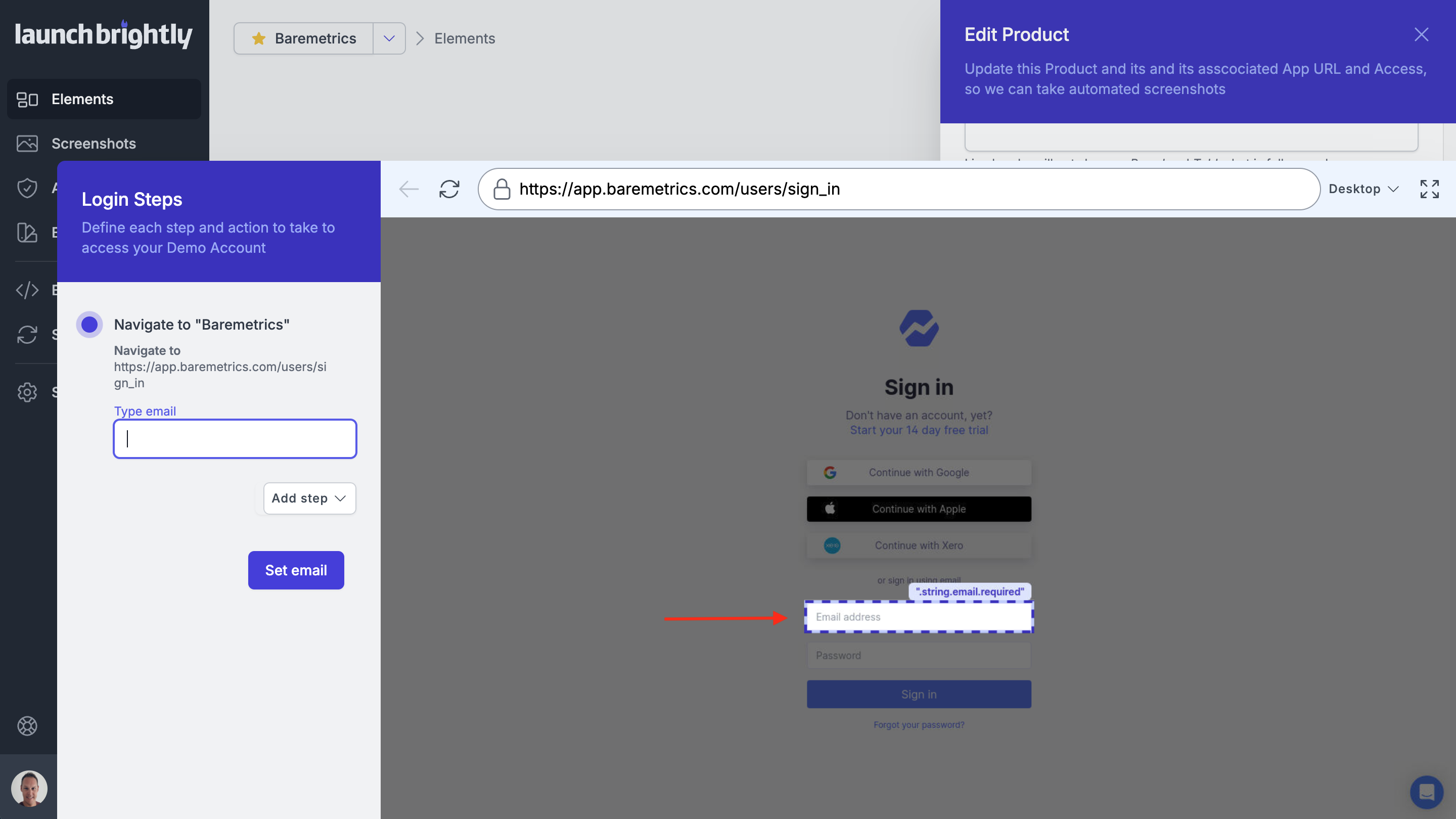 Select email username input box