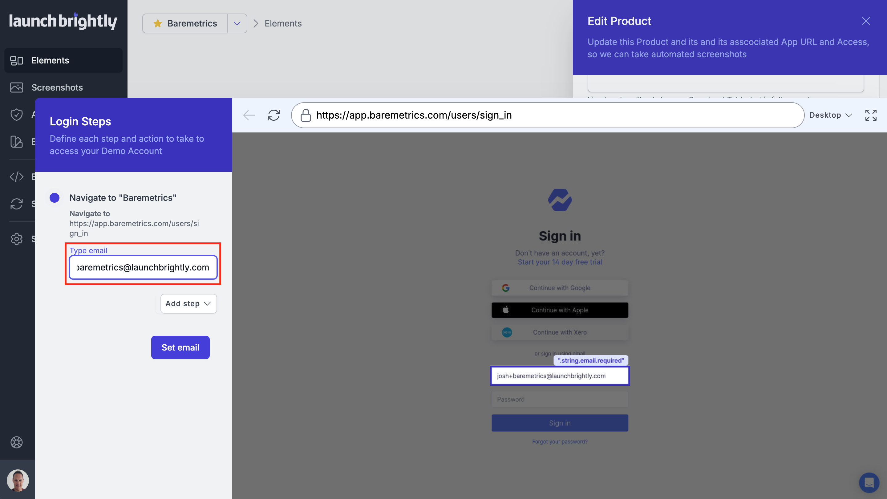 Enter login profile email username