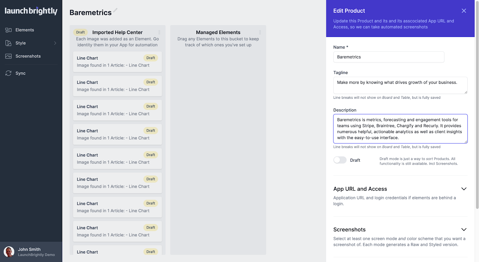 Update the name of your Product if necessary and add a brief tagline and description of your product.