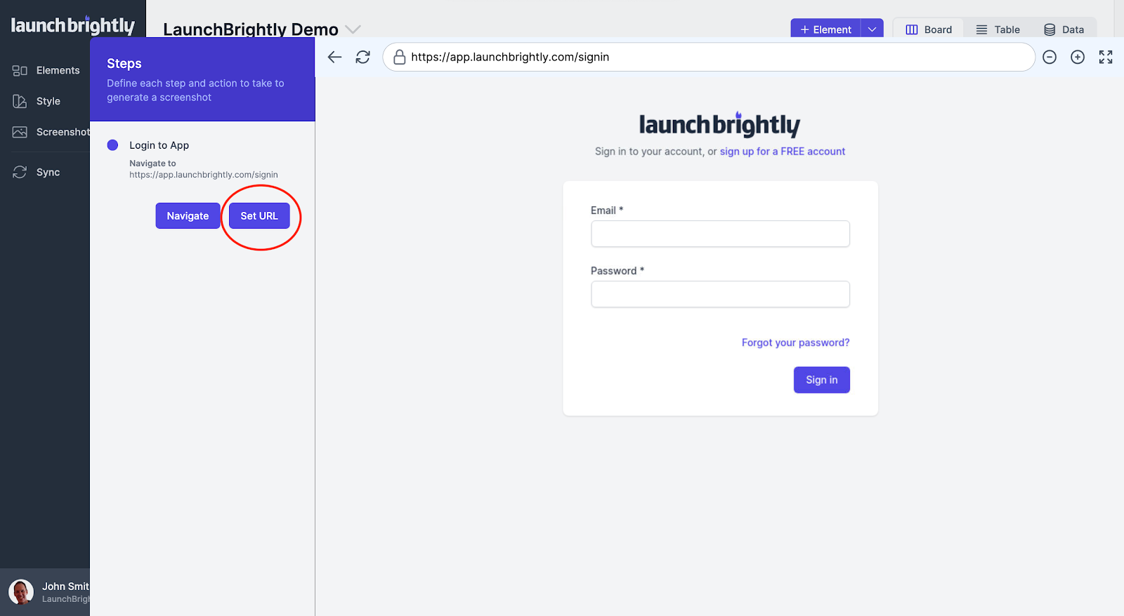 Click Set URL to make this the default page for the automated screenshot platform to navigate to when…