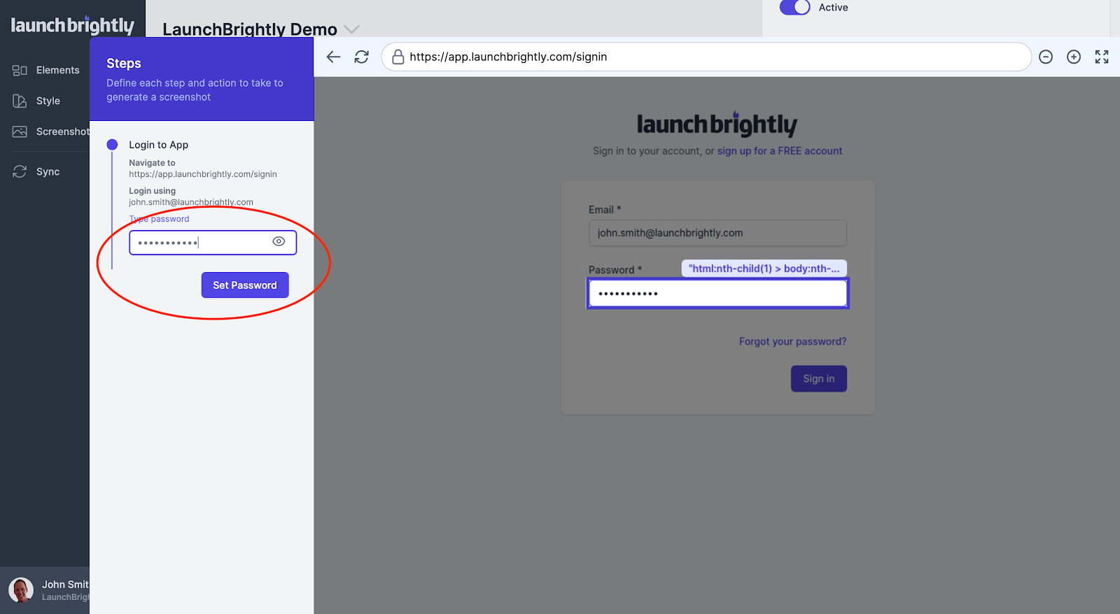 After clicking on the Password input box you can enter the password for your demo account in the field…