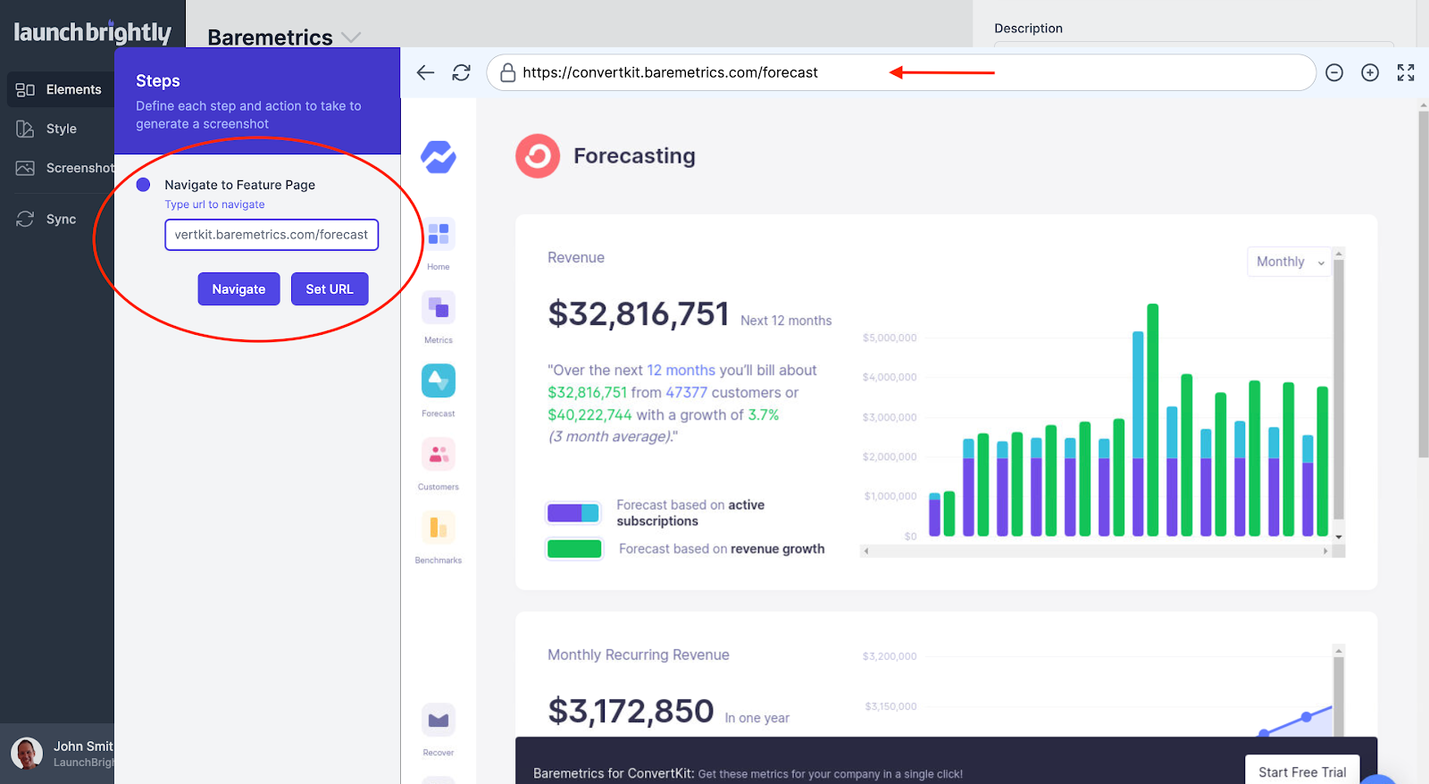 The platform will automatically log into your web application within the Cloud Browser in your LaunchBrightly…