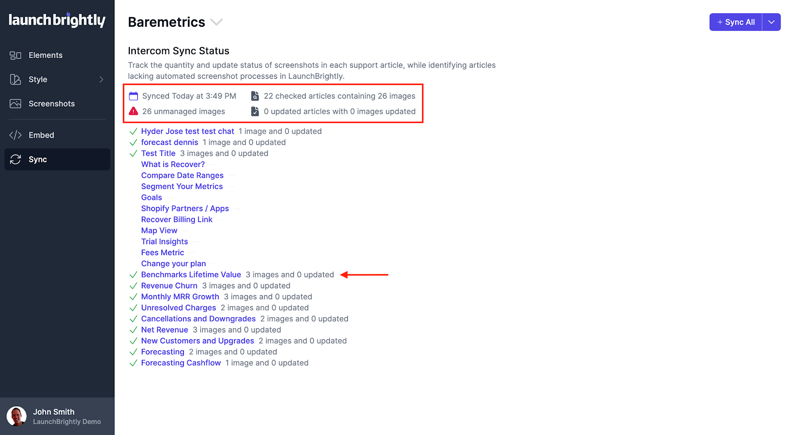 Track the number and update status of the screenshots in each of your support articles Track when your…