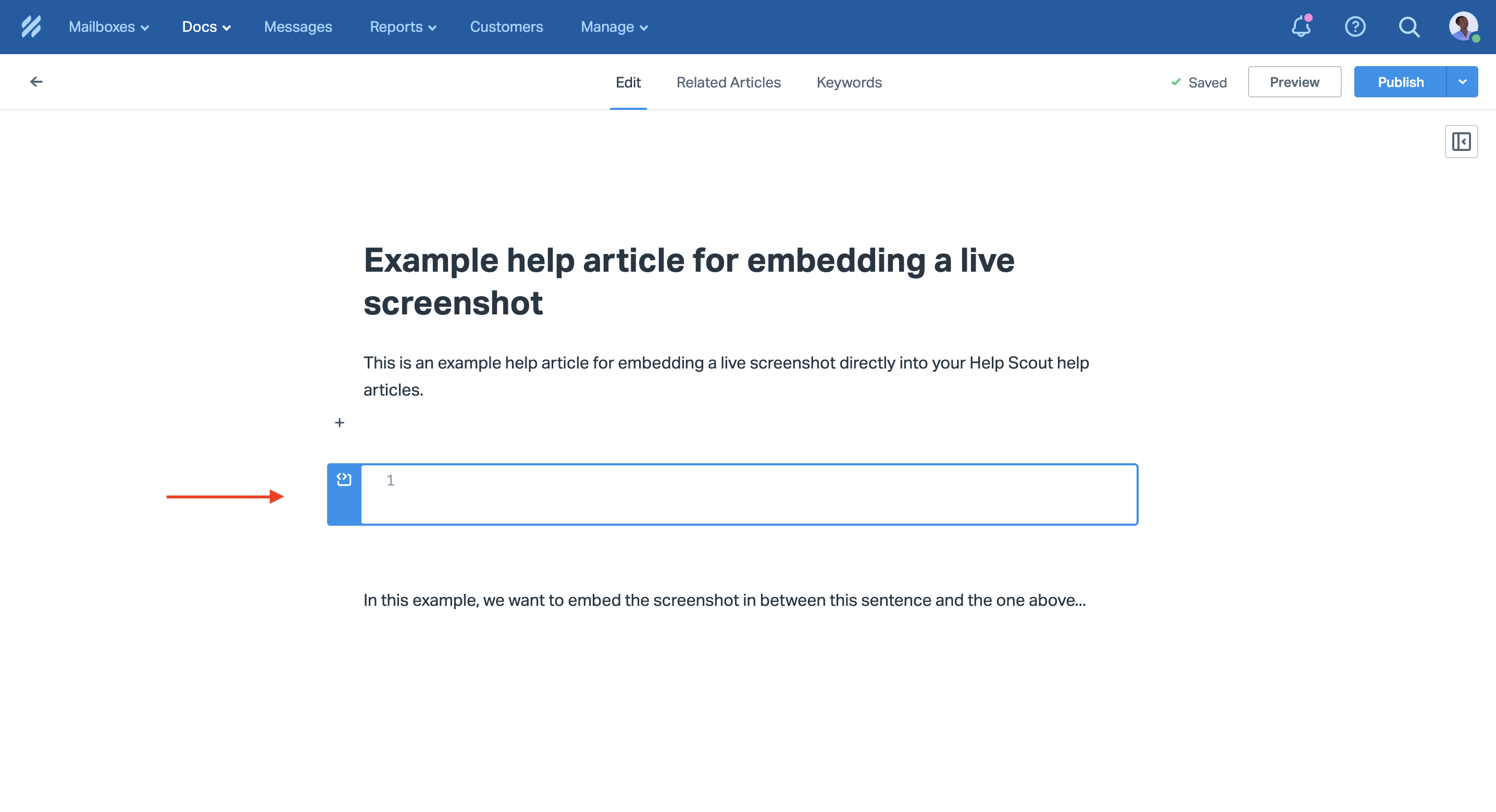 Html section for embed code