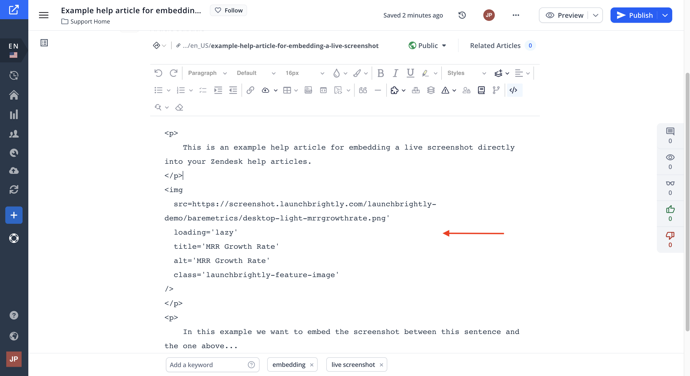 Embed code source view helpjuice