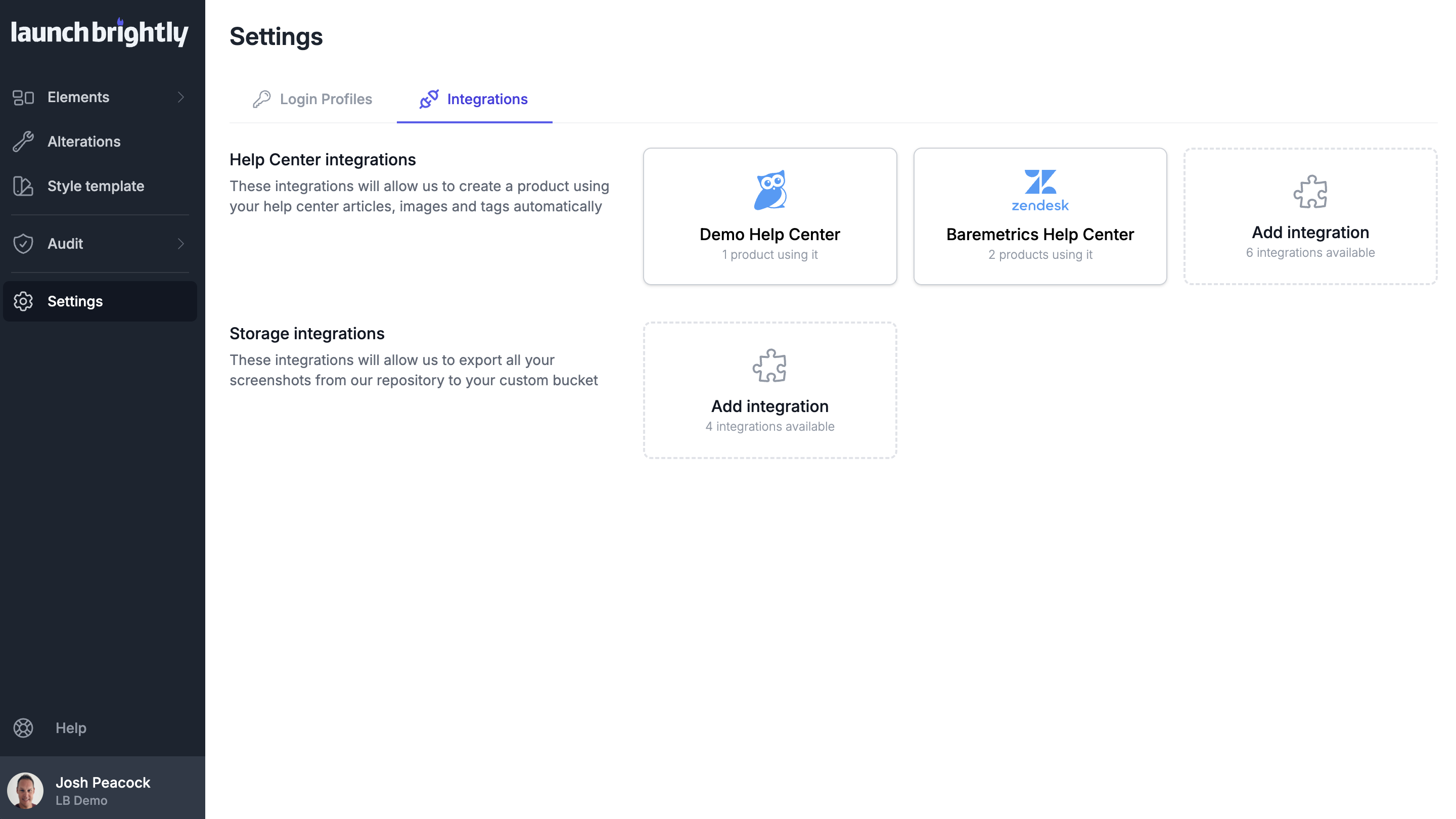 Launchbrighlty select add integration