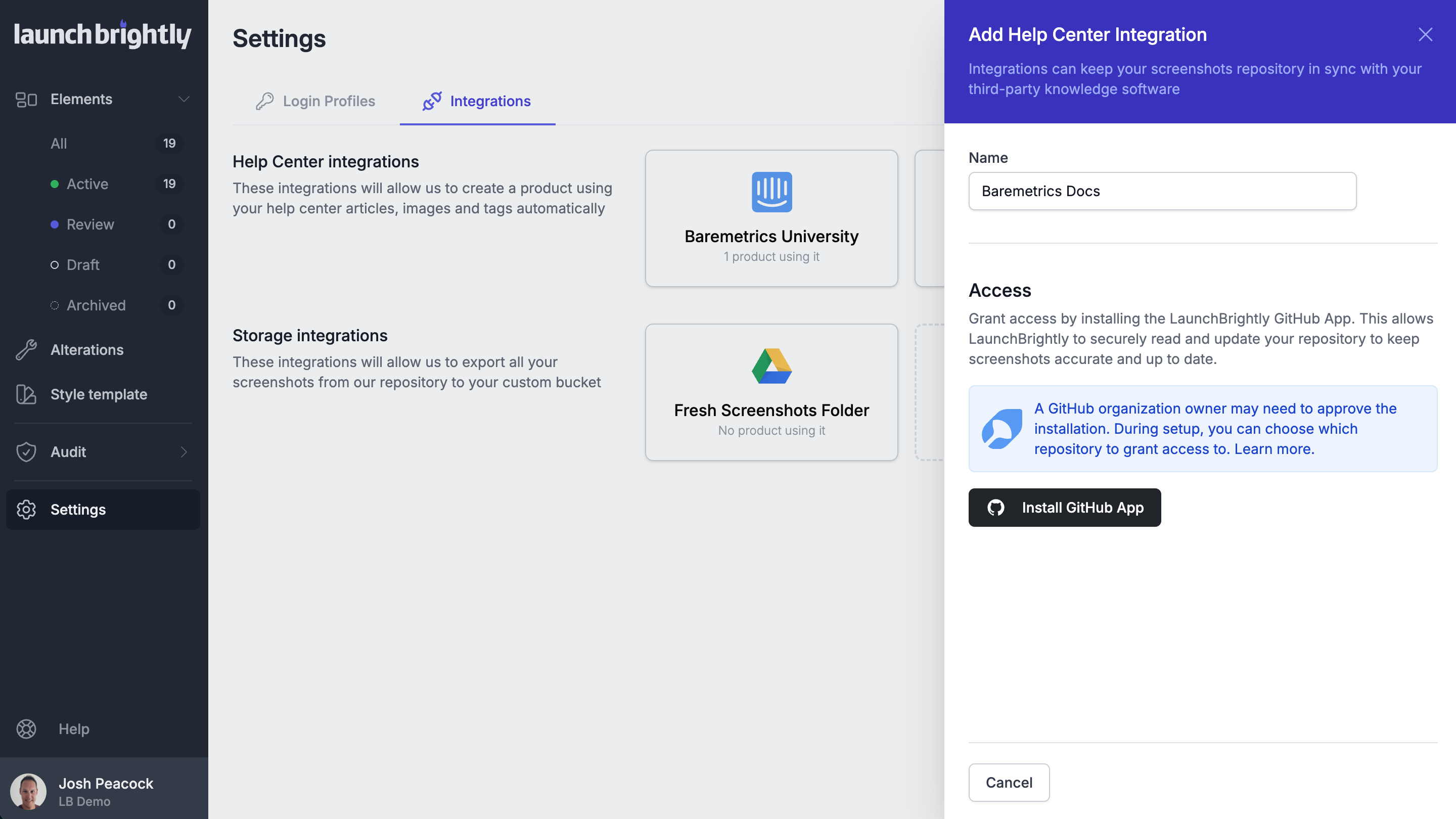 Launchbrightly install github app