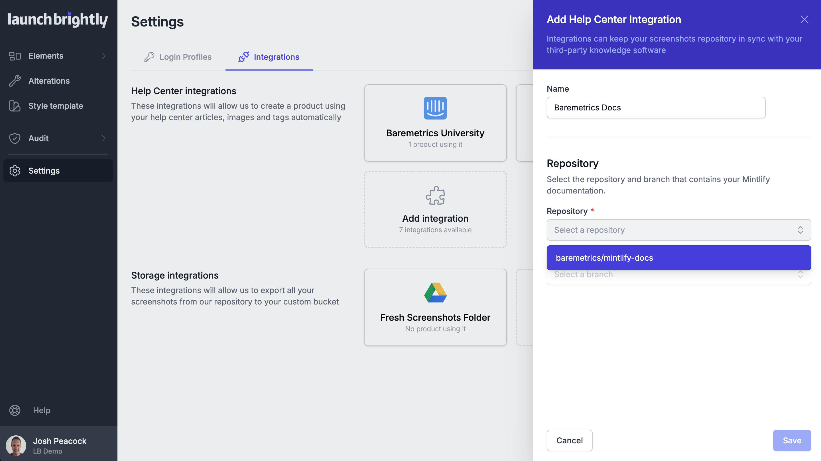 Launchbrightly select docs repo
