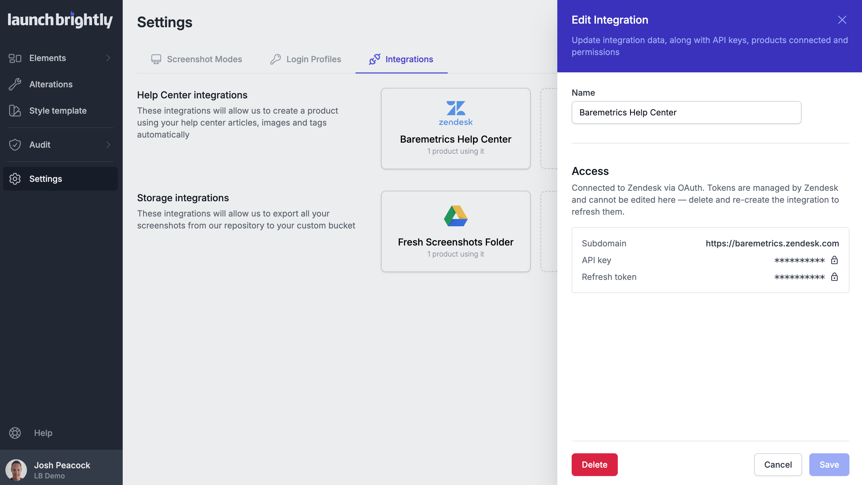 Launchbrightly saved zendesk integration