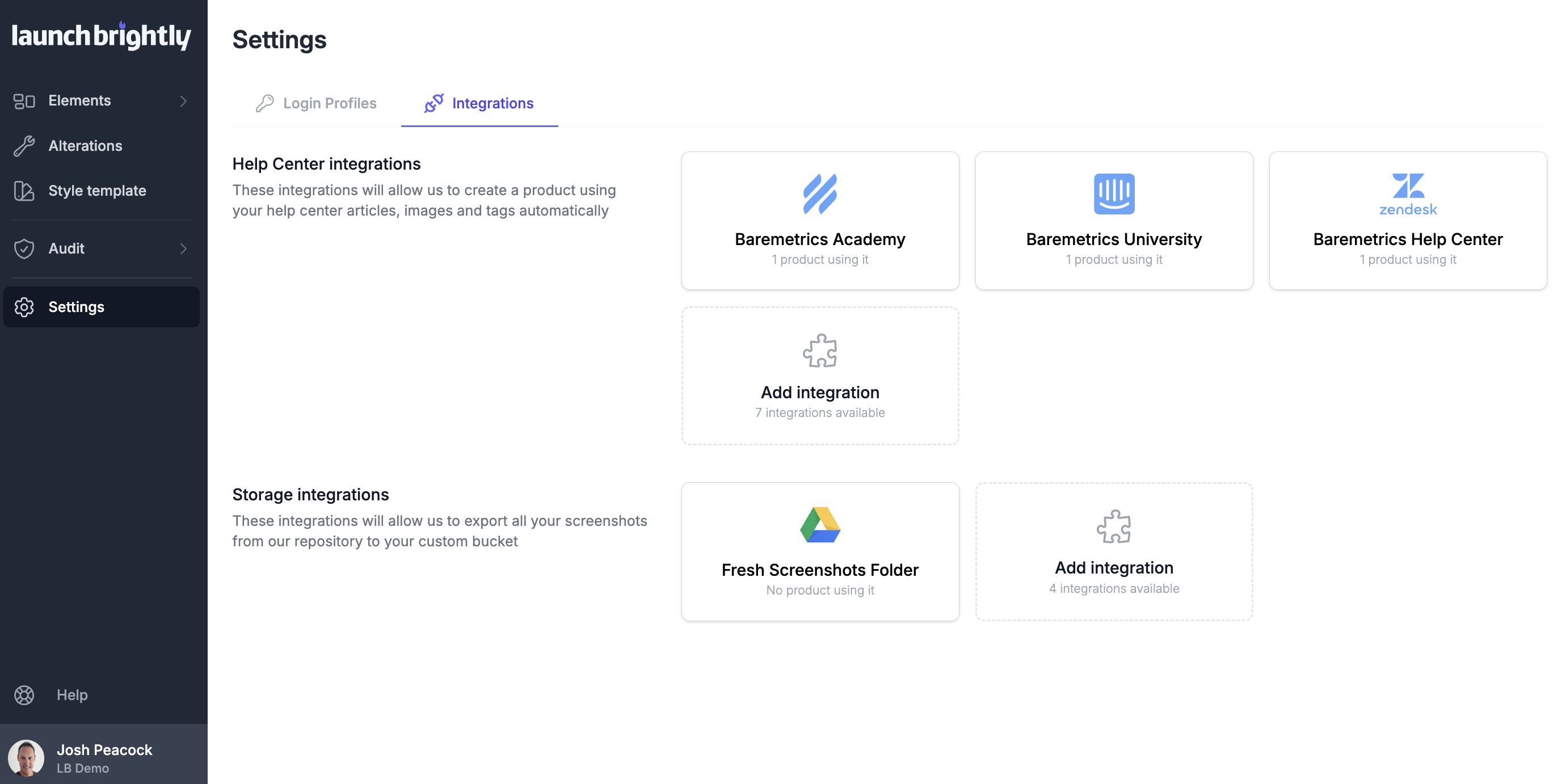 Launchbrightly intercom oauth settings page