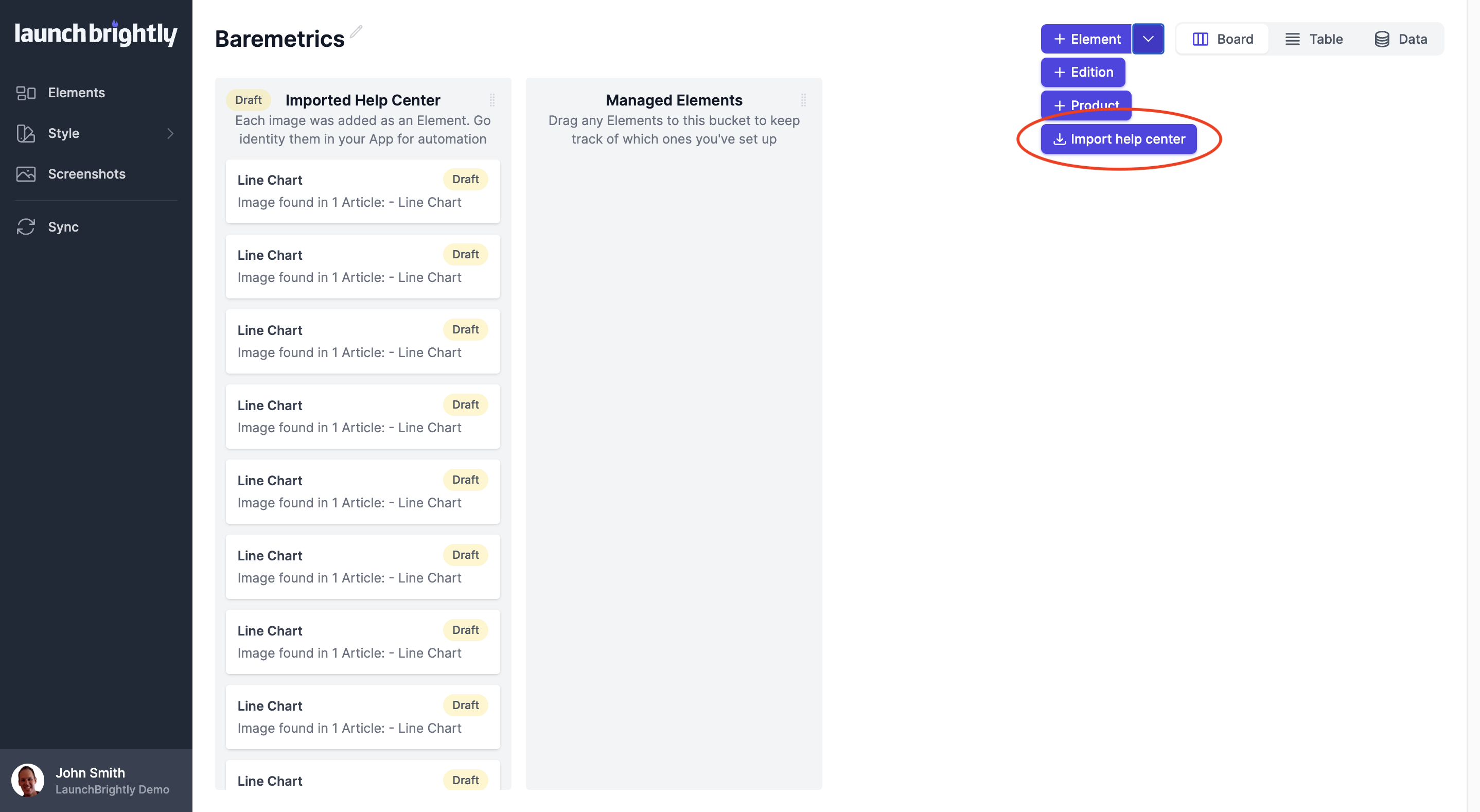 New help center import from dropdown