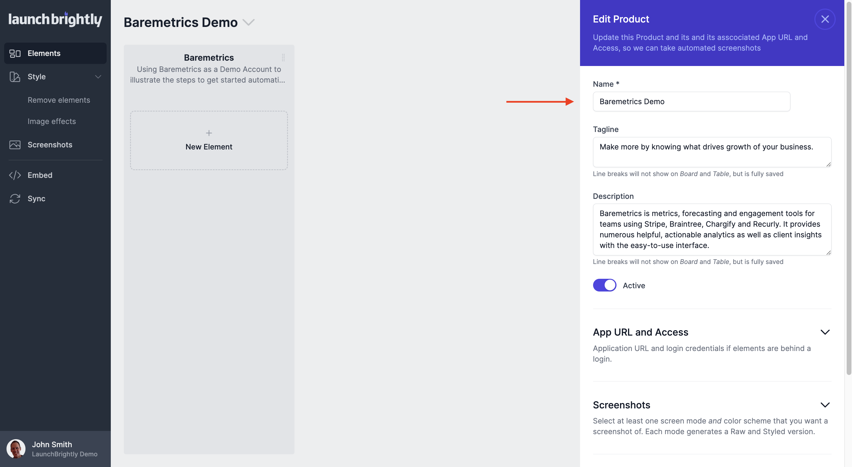 Product name root screenshot folder