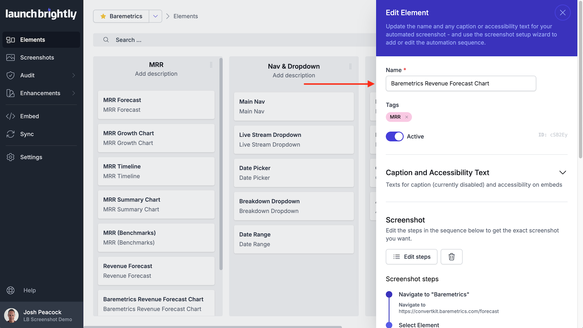 Element name path and filename
