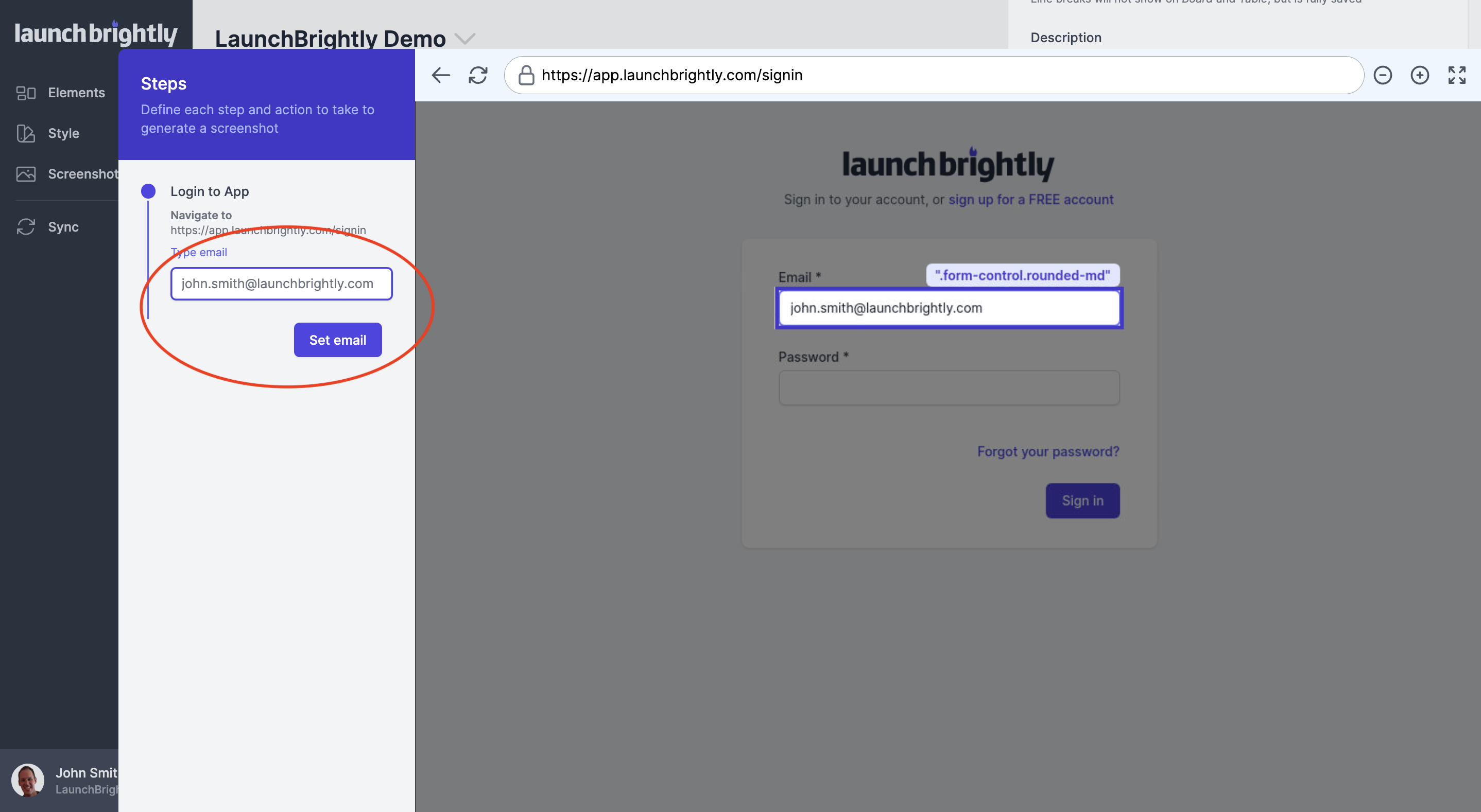 Enter login username email