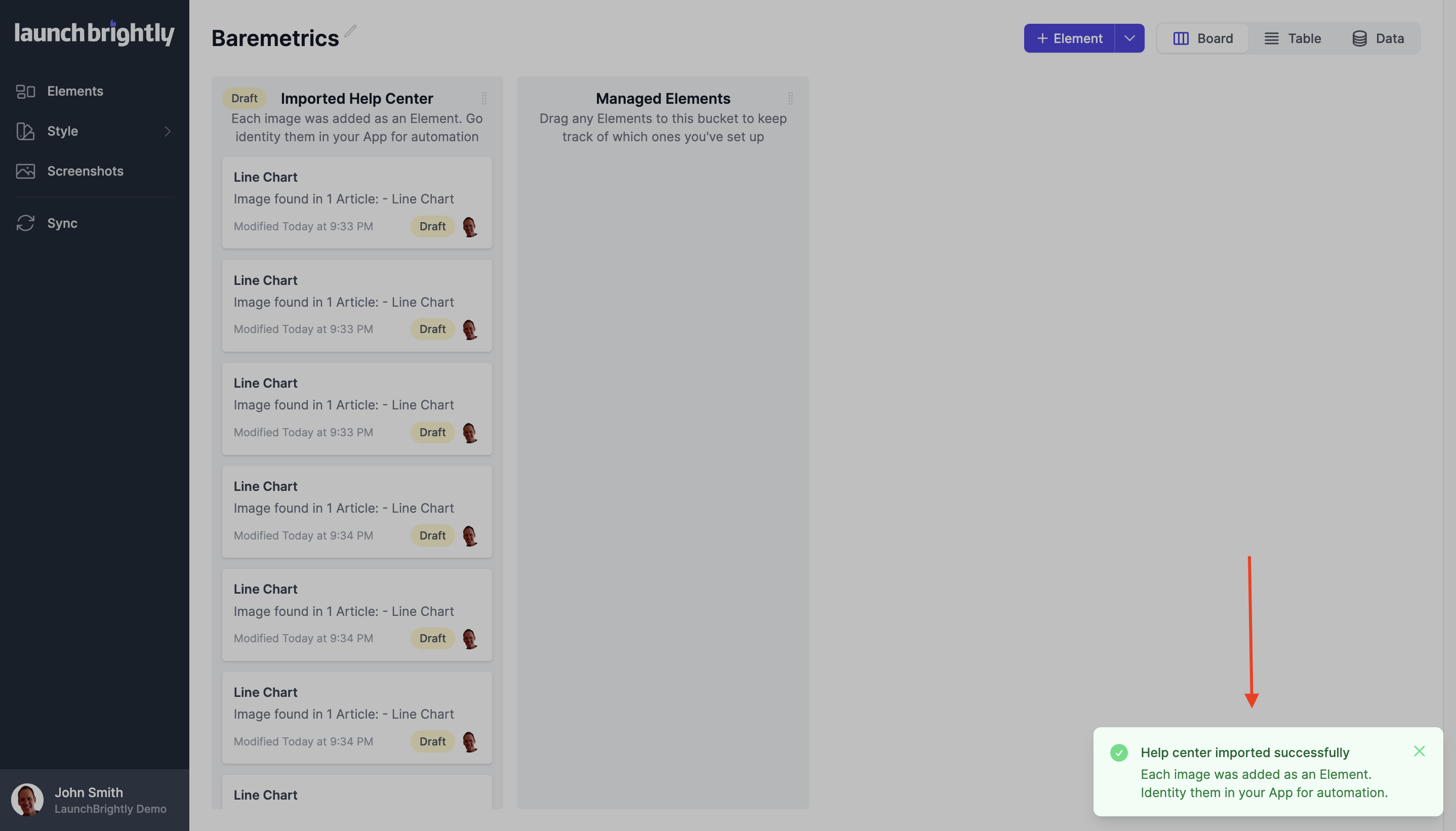 Help center import completion