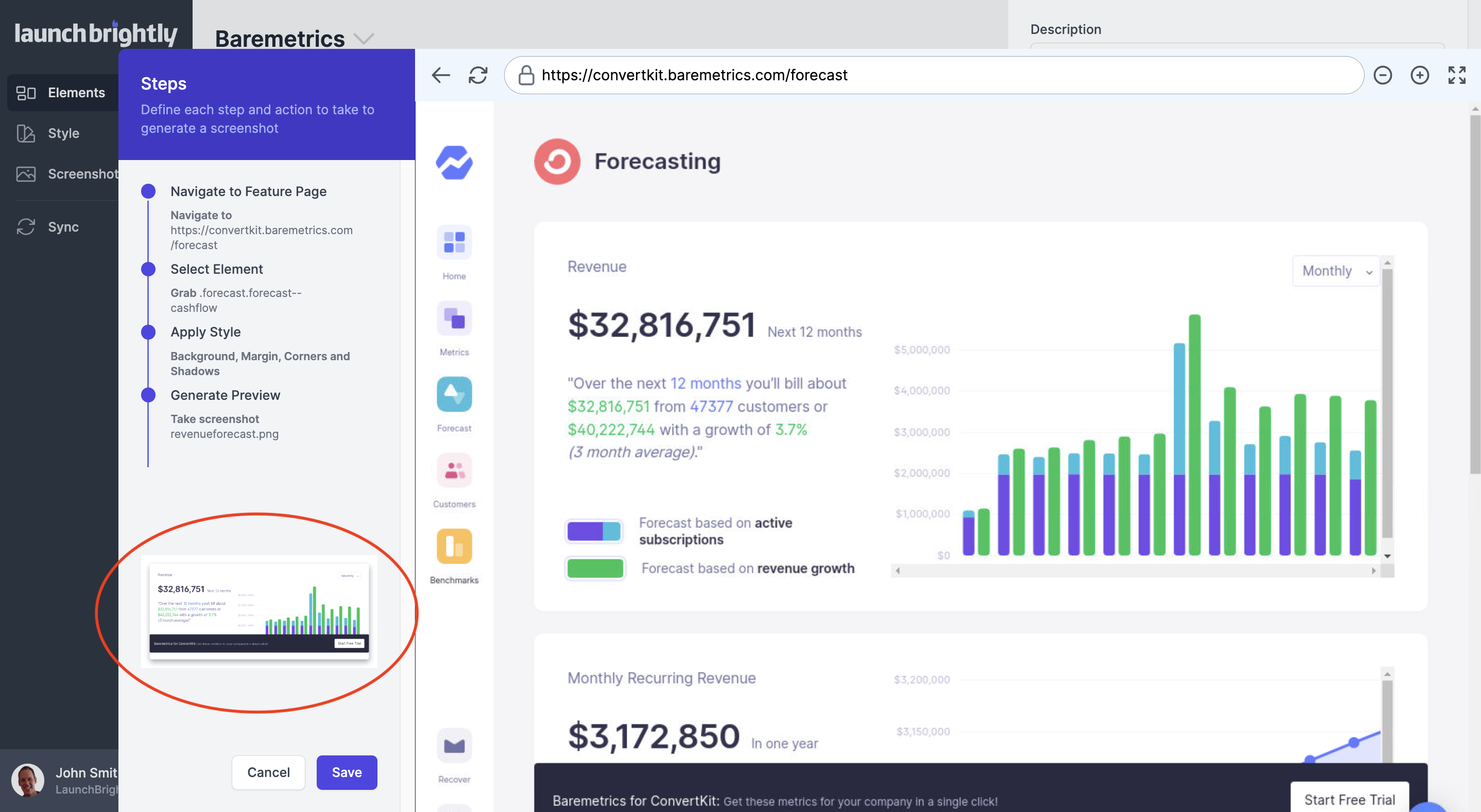 Screenshot preview